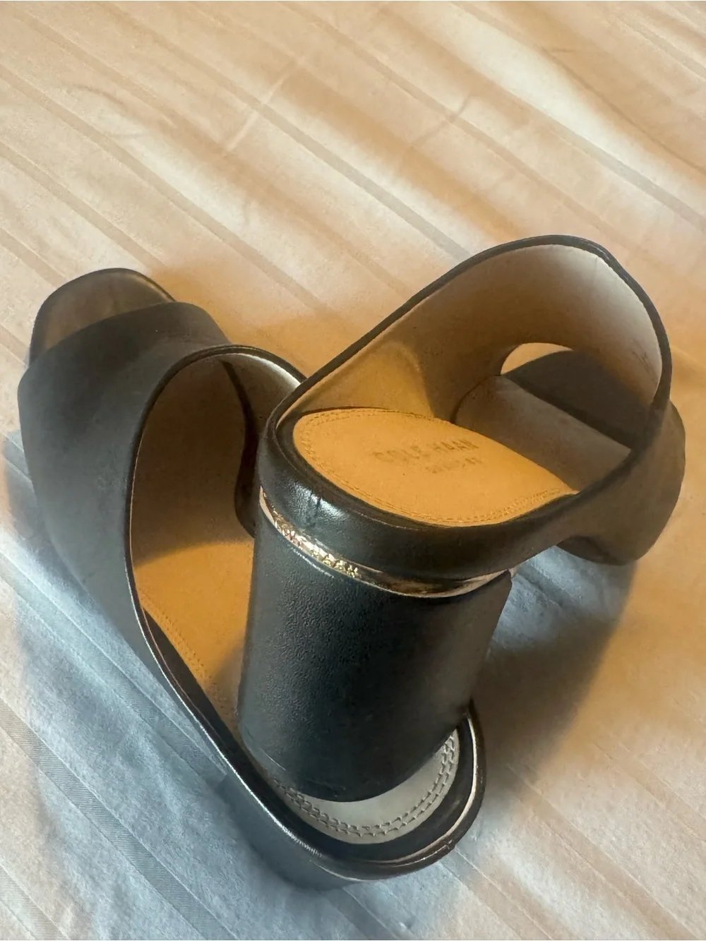 Cole Haan Black Leather Ballet Flat with Cream Insole